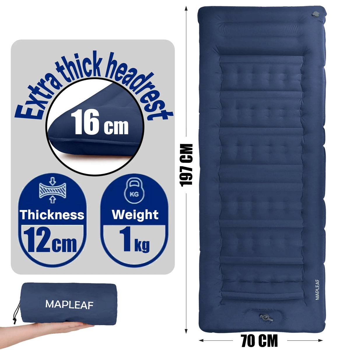 Ultralight Single Air Bed with Built-In Pillow & Foot Pump for Camping
