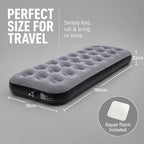 Grey Flocked Single Air Bed for Camping