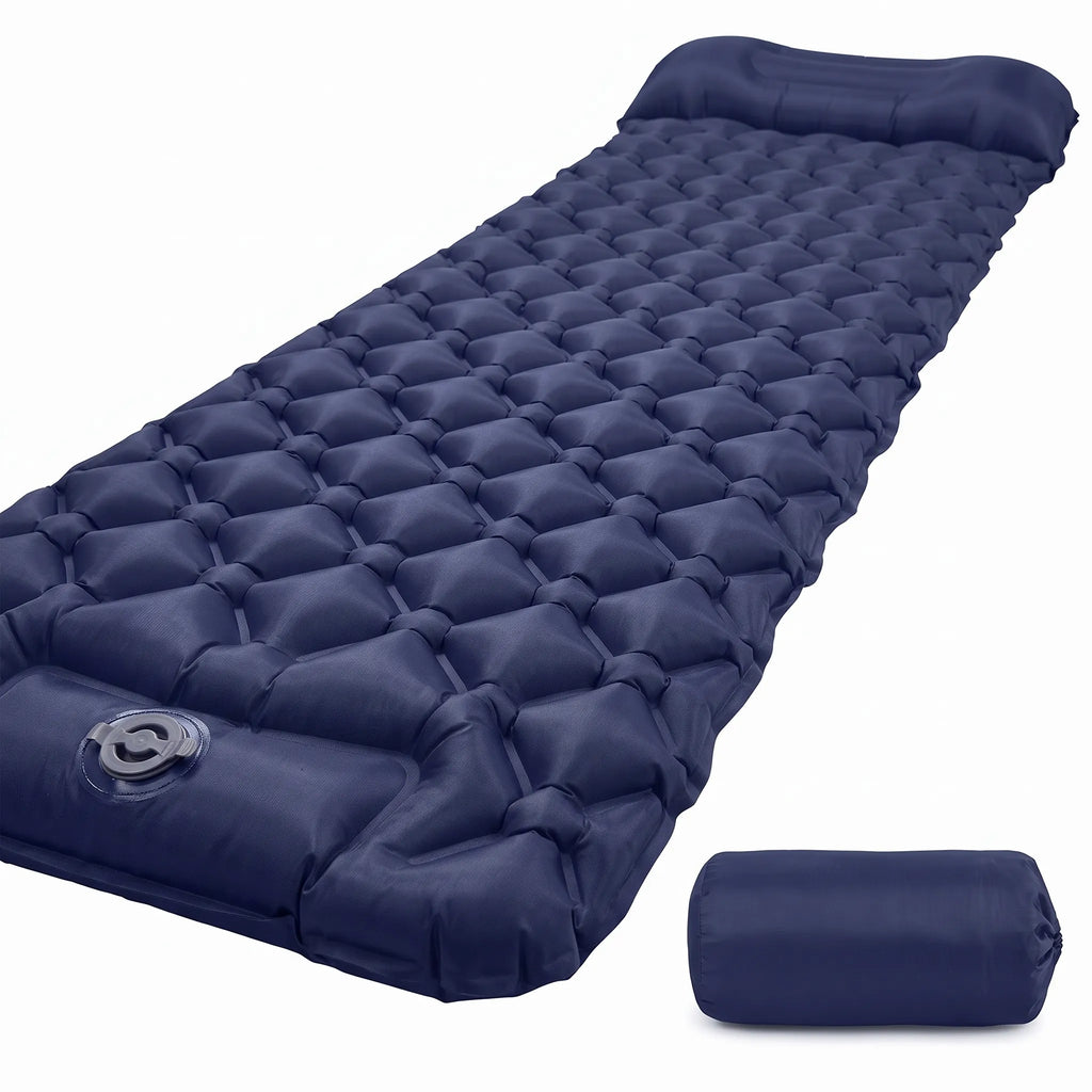 Inflatable Camping Mattress with Built-In Pillows
