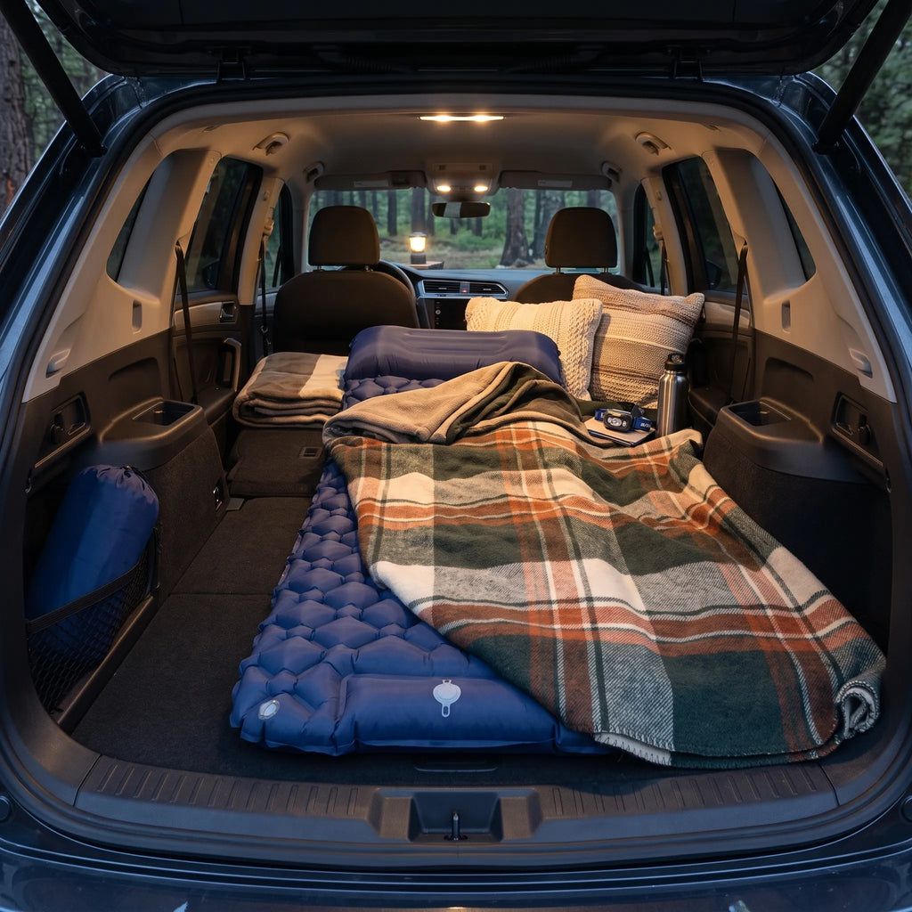 Inflatable Camping Mattress with Built-In Pillows