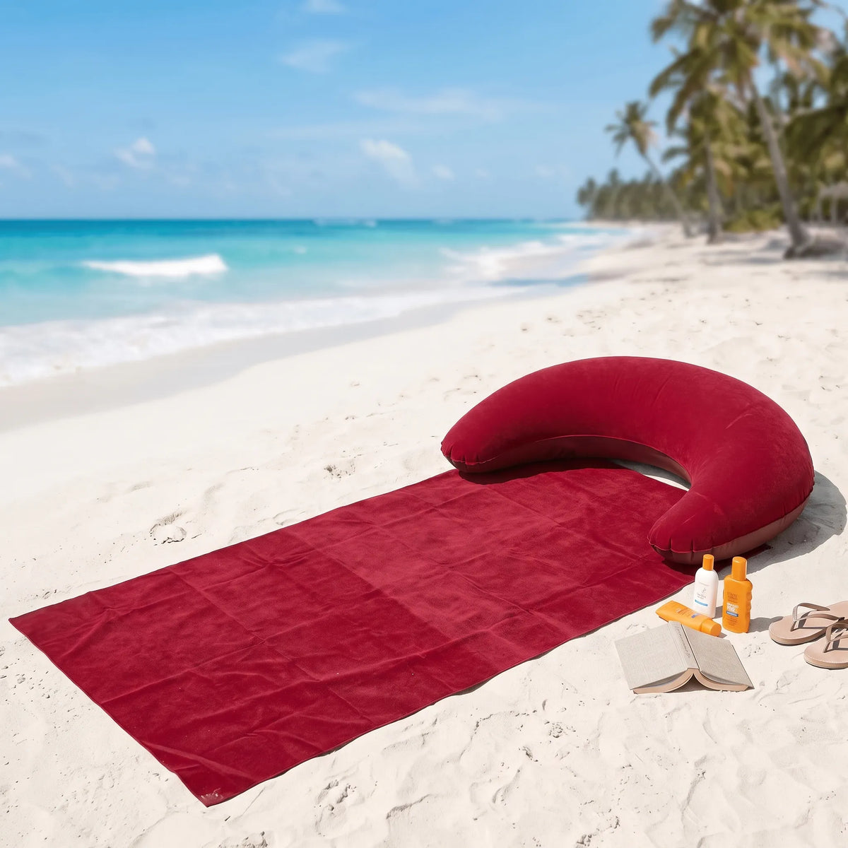 Inflatable Beach Mat with Headrest