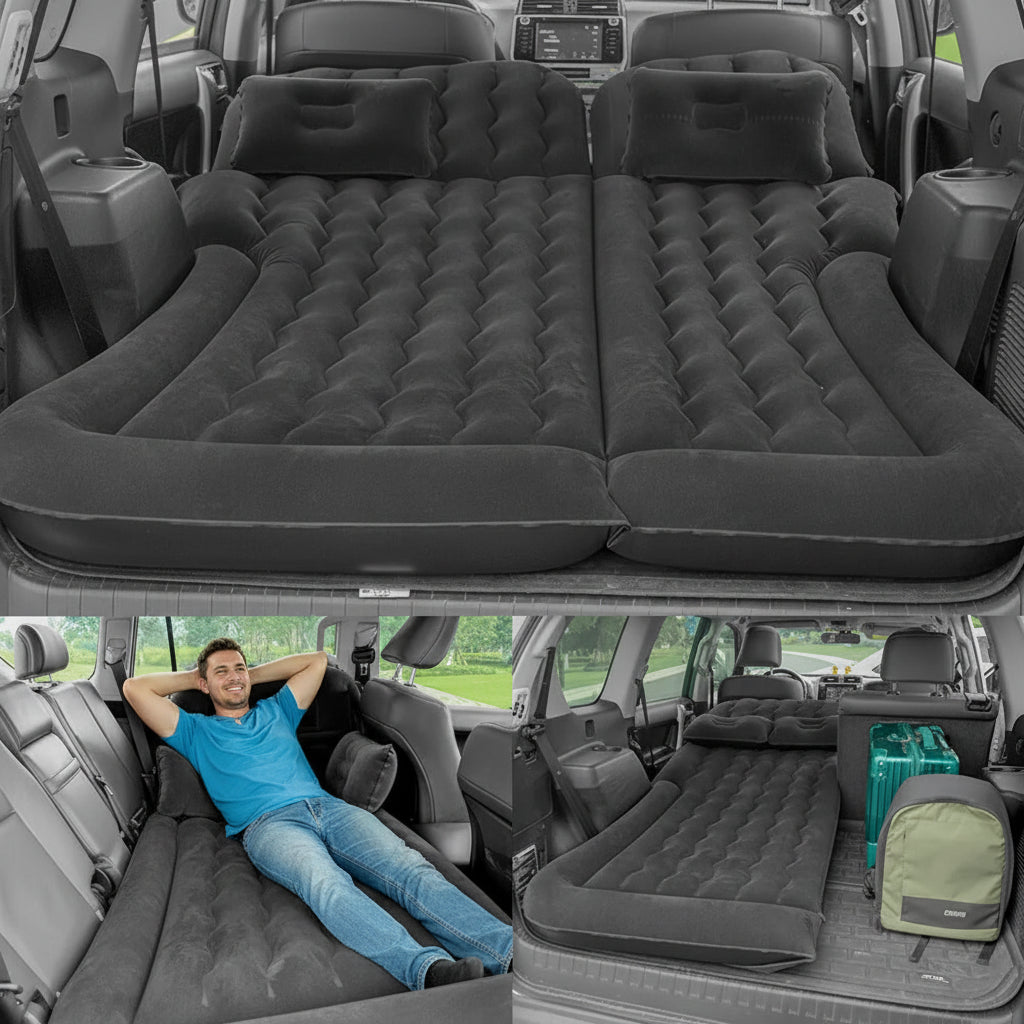Portable Double Air Bed for Car Back Seat with Pump & Pillow