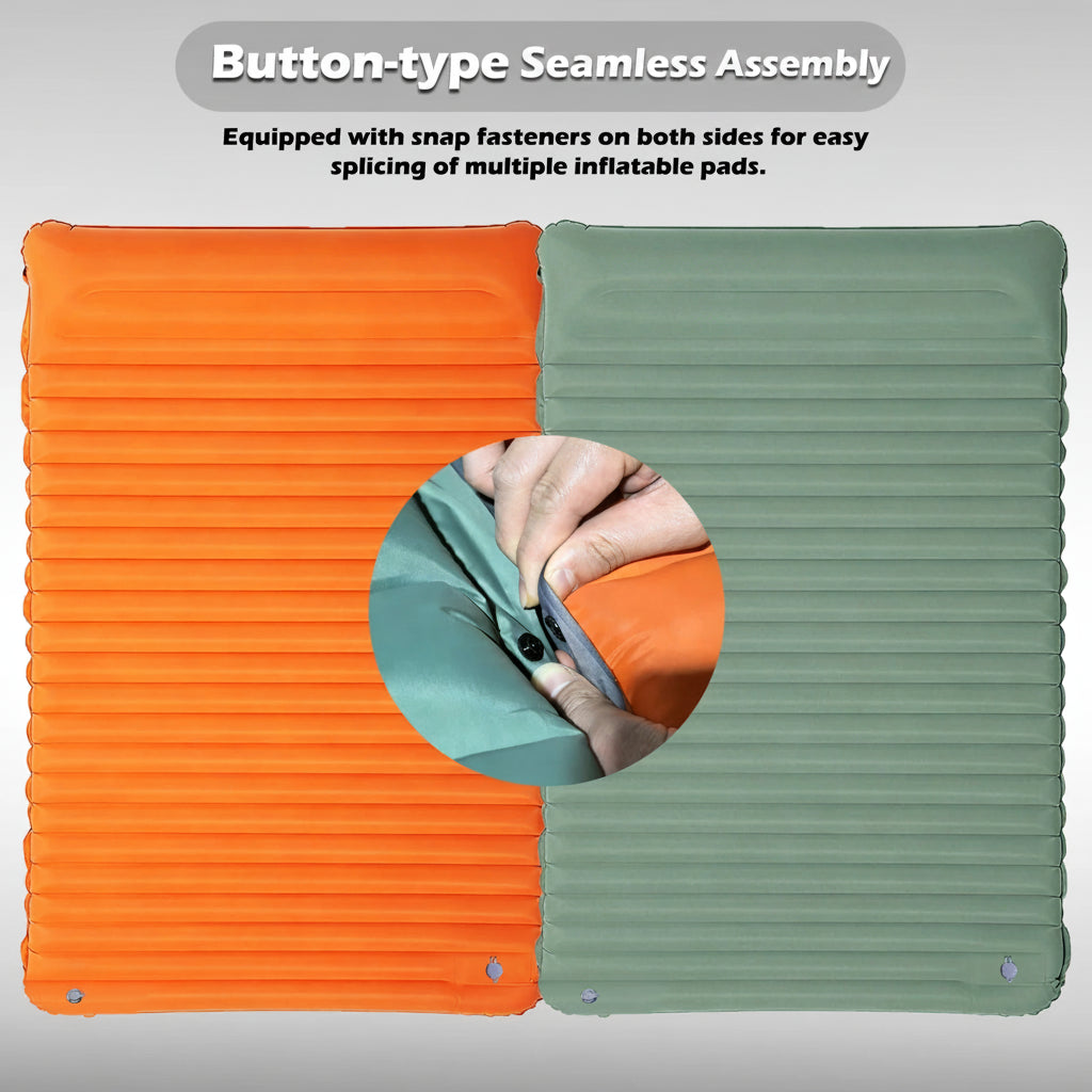 4-Inch Double Air Bed with Built-In Pump, Connectable Design for Camping & Guests