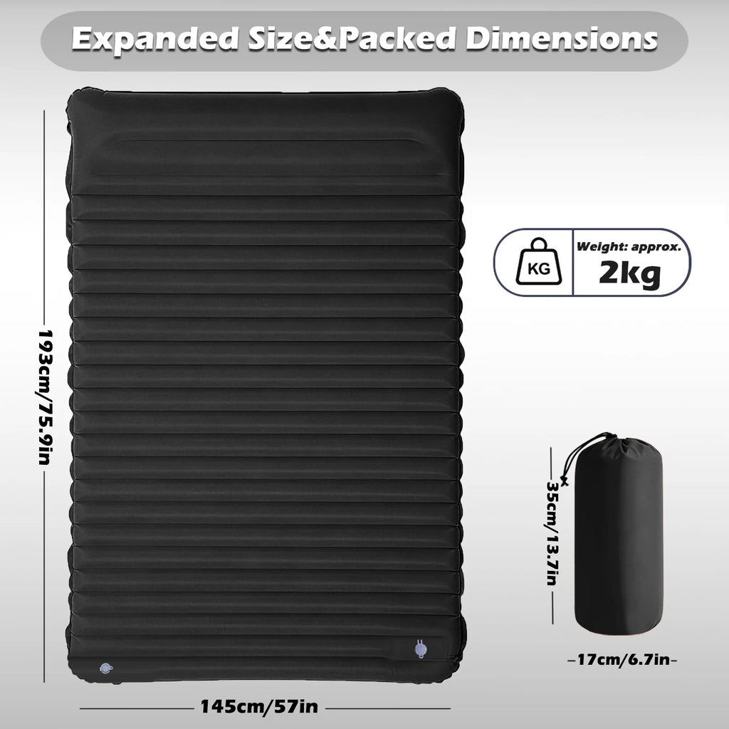 4-Inch Double Air Bed with Built-In Pump, Connectable Design for Camping & Guests