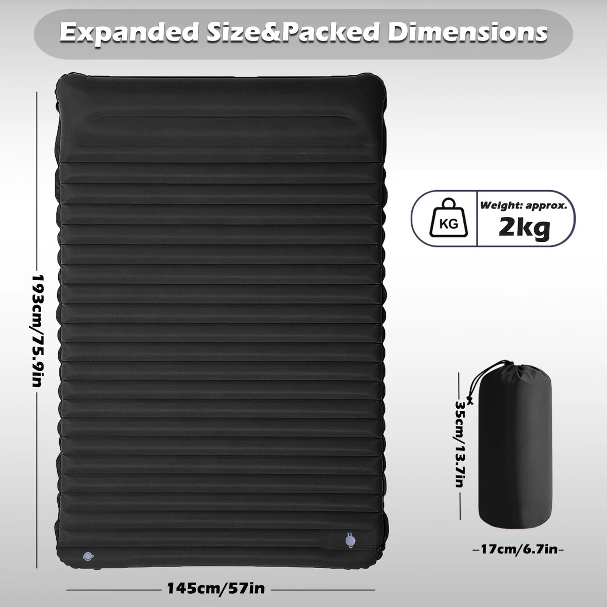 4-Inch Double Air Bed with Built-In Pump, Connectable Design for Camping & Guests
