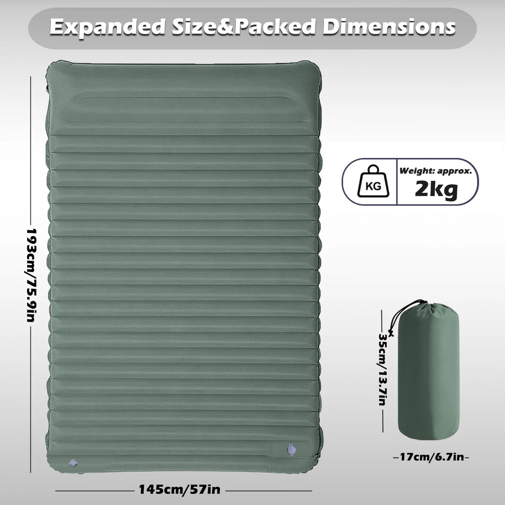 4-Inch Double Air Bed with Built-In Pump, Connectable Design for Camping & Guests