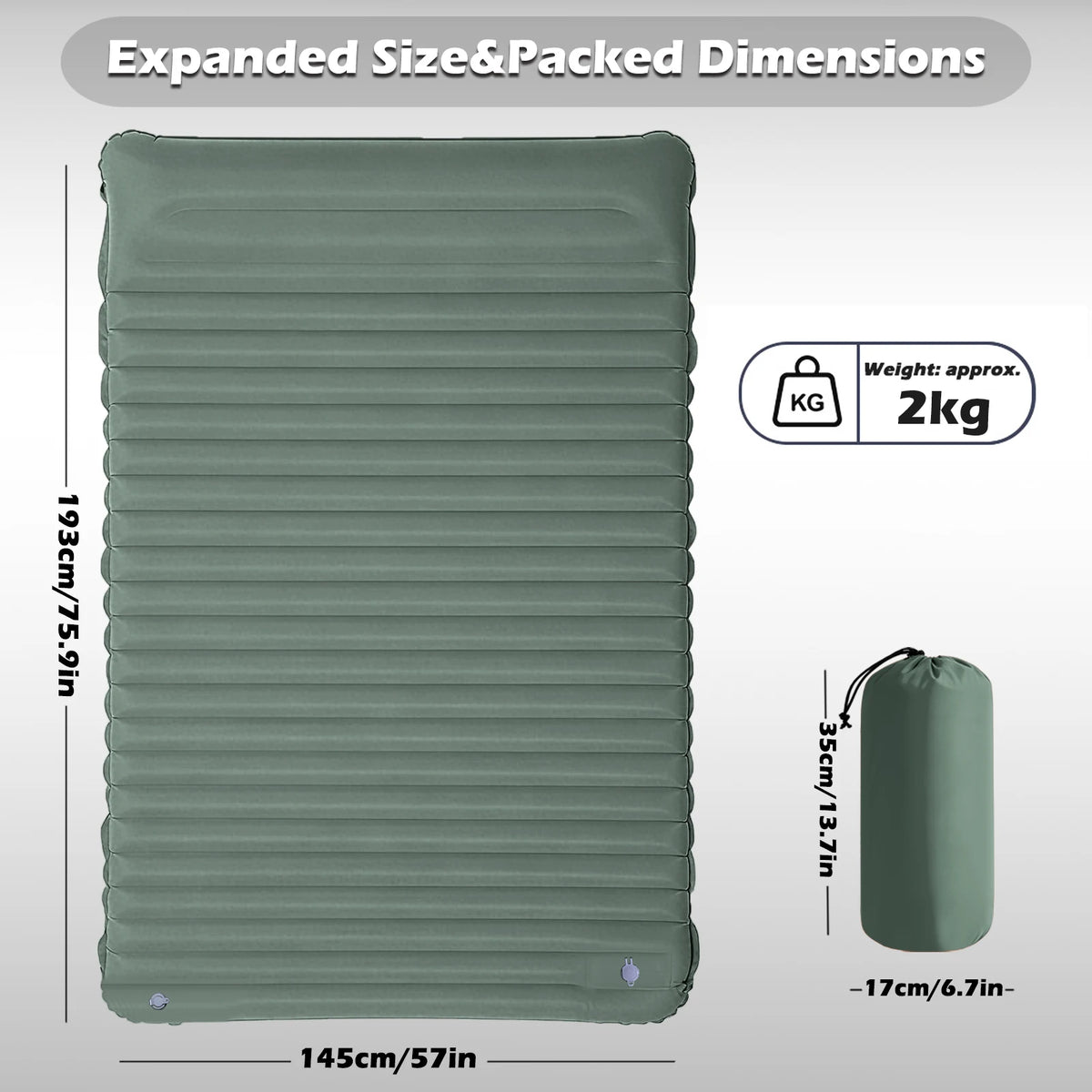 4-Inch Double Air Bed with Built-In Pump, Connectable Design for Camping & Guests