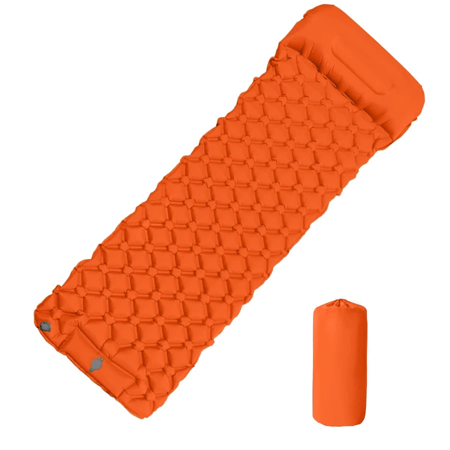 Inflatable Camping Mattress with Built-In Pillows