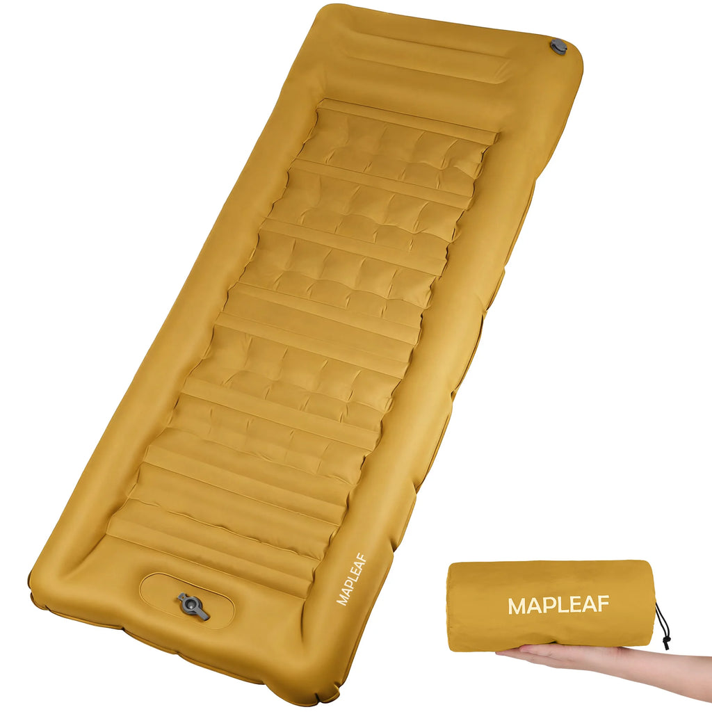 Ultralight Single Air Bed with Built-In Pillow & Foot Pump for Camping