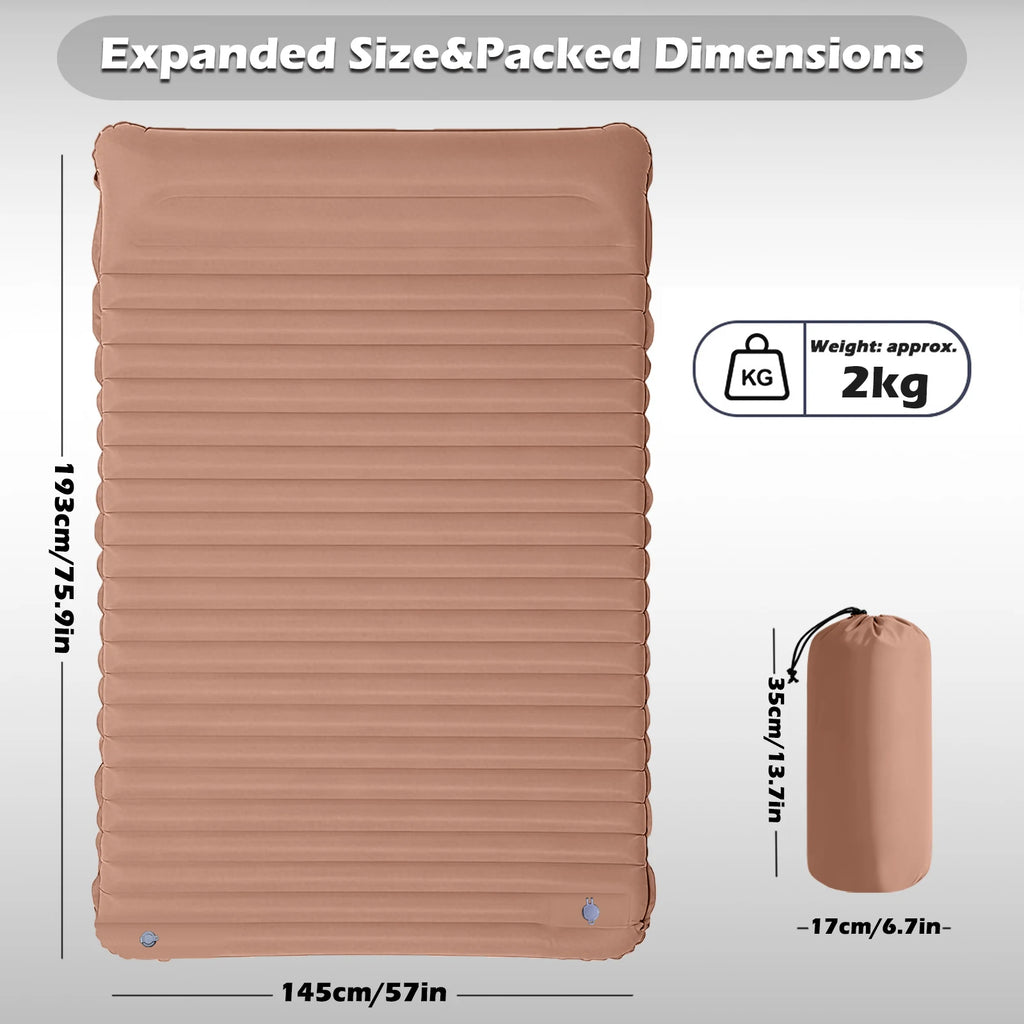 4-Inch Double Air Bed with Built-In Pump, Connectable Design for Camping & Guests
