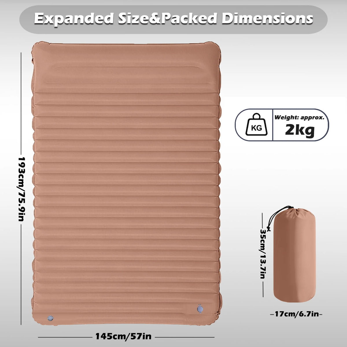 4-Inch Double Air Bed with Built-In Pump, Connectable Design for Camping & Guests