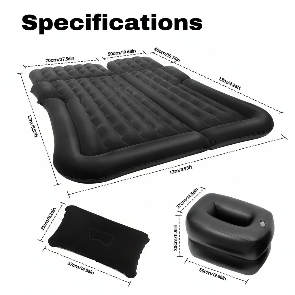 Portable Double Air Bed for Car Back Seat with Pump & Pillow