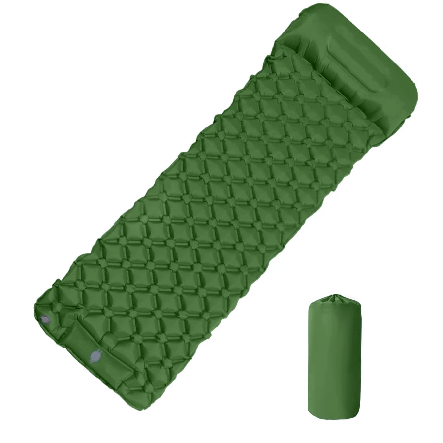 Inflatable Camping Mattress with Built-In Pillows