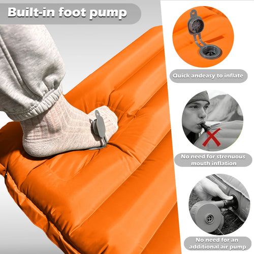 4-Inch Double Air Bed with Built-In Pump, Connectable Design for Camping & Guests