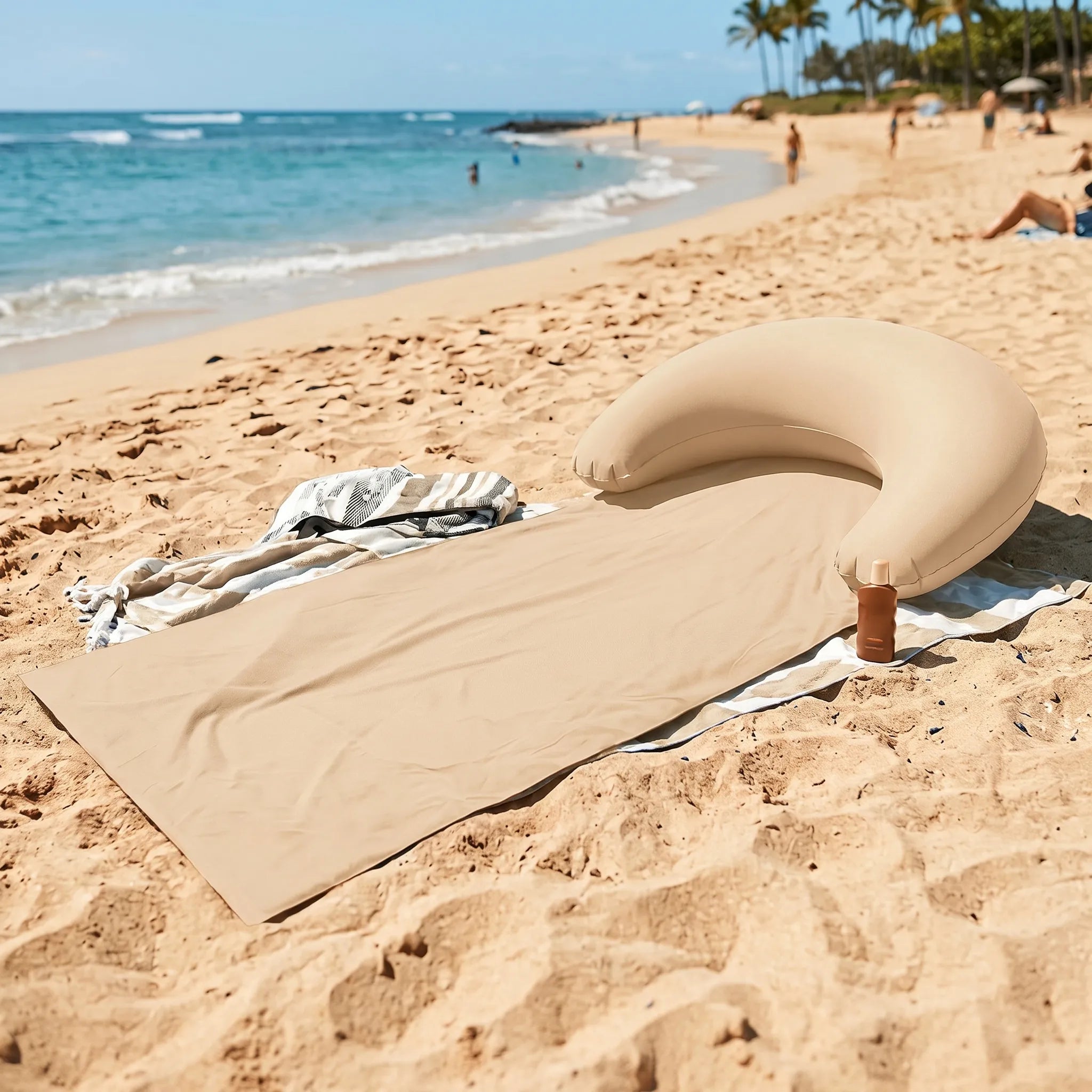 Inflatable Beach Mat with Headrest